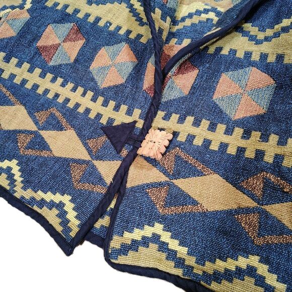 Vintage Womens Southwestern Aztec Tapestry Jacket Size L Cropped Geometric - Picture 2 of 10